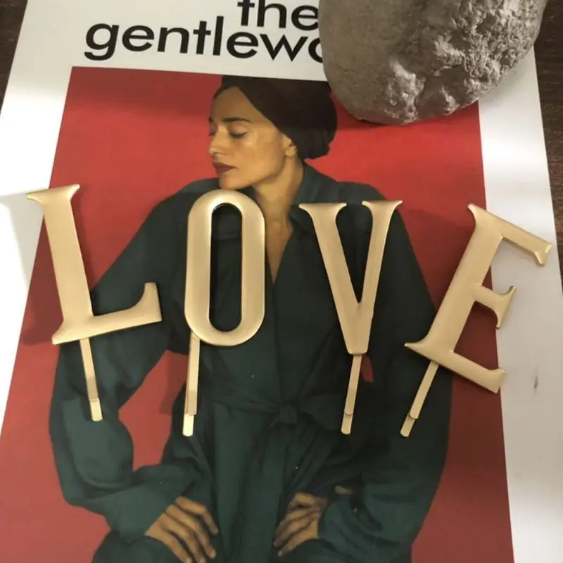 Модные женские заколки для волос, заколки с надписью LOVE Word, темпераментные простые заколки для волос, заколки для волос для девочек
