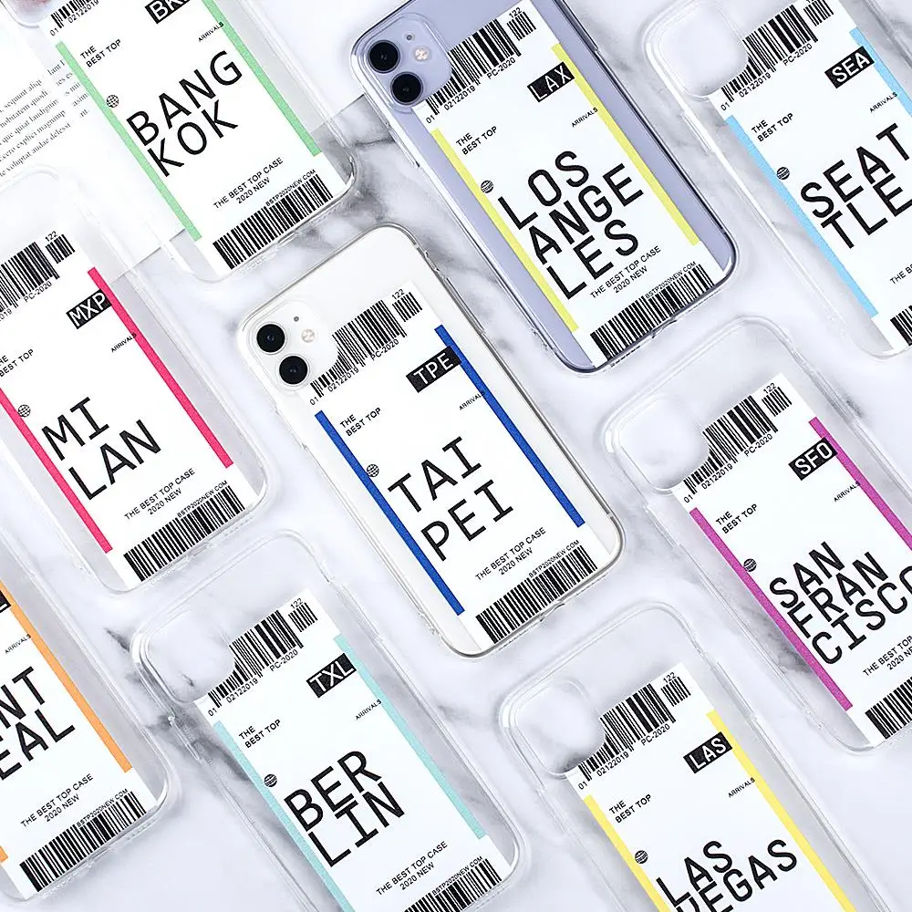 New Air Tickets Bar Code Label Phone Case For iphone 11 Pro XS XR X Max 7 8 Plus Soft TPU Silicone Clear Cover |