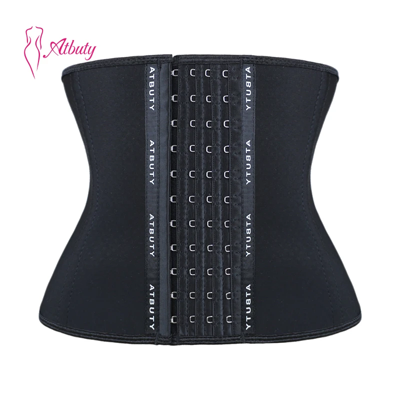 Atbuty Short Torso Waist Trainers Cincher Corset Underbust Body Shaper Latex Sport Girdle