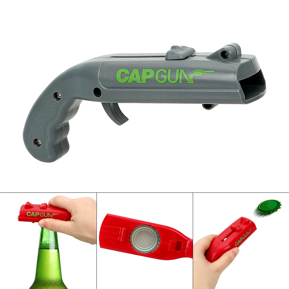 

NICEYARD Beer Bottle Opener Creative Can Openers Drink Opening Shooter Gun shape Spring Cap Catapult Launcher Bar Tool