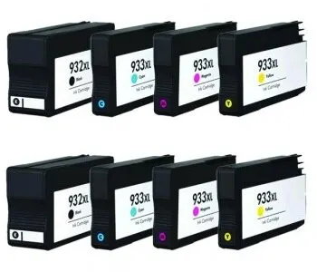 8 картриджей с чернилами для HP 932 XL и 933 восстановленные совместимые-не