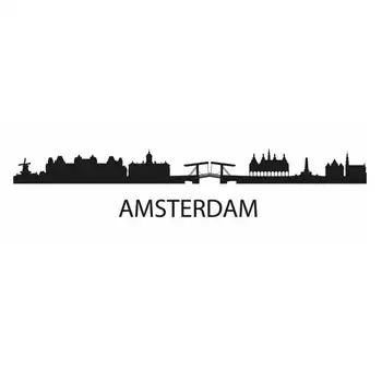

AMSTERDAM Skyline Decal Wall Sticker Vinyl Stickers Decor Mural Art Living Room Home Decoration Landmark Skyline Wall Decal