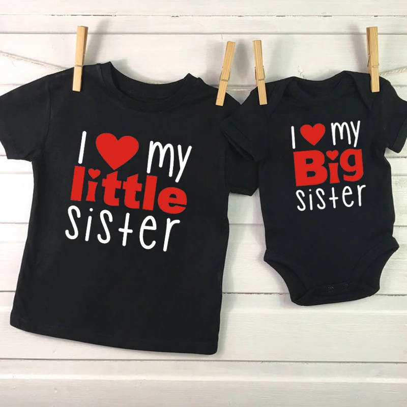 Big Sister Little Sister Shirt Sisters Matching Tees Valentines Matching Shirts Cute Sister Outfits Sisters Heart Shirts