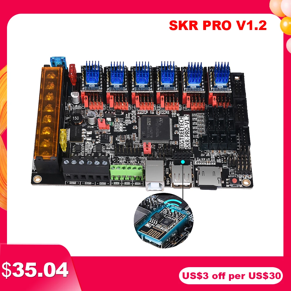 BIGTREETECH SKR PRO V1.2 Controller Board 32 Bit+Wifi Adapter Module 3D Printer Parts vs MKS GEN L TMC2208 TMC2130 TMC2209