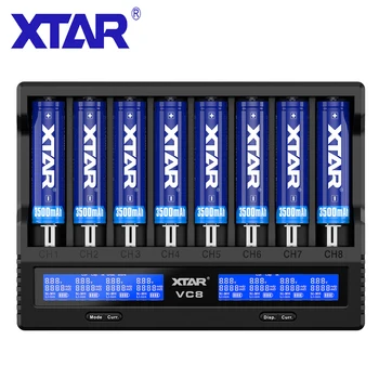 

XTAR VC8 Battery Charger QC3.0 Fast Charging Type-C Input Max 3A 1.2V NI-MH AAA AA 3.6V Li-ion Battery 10400-26650 18650 Charger