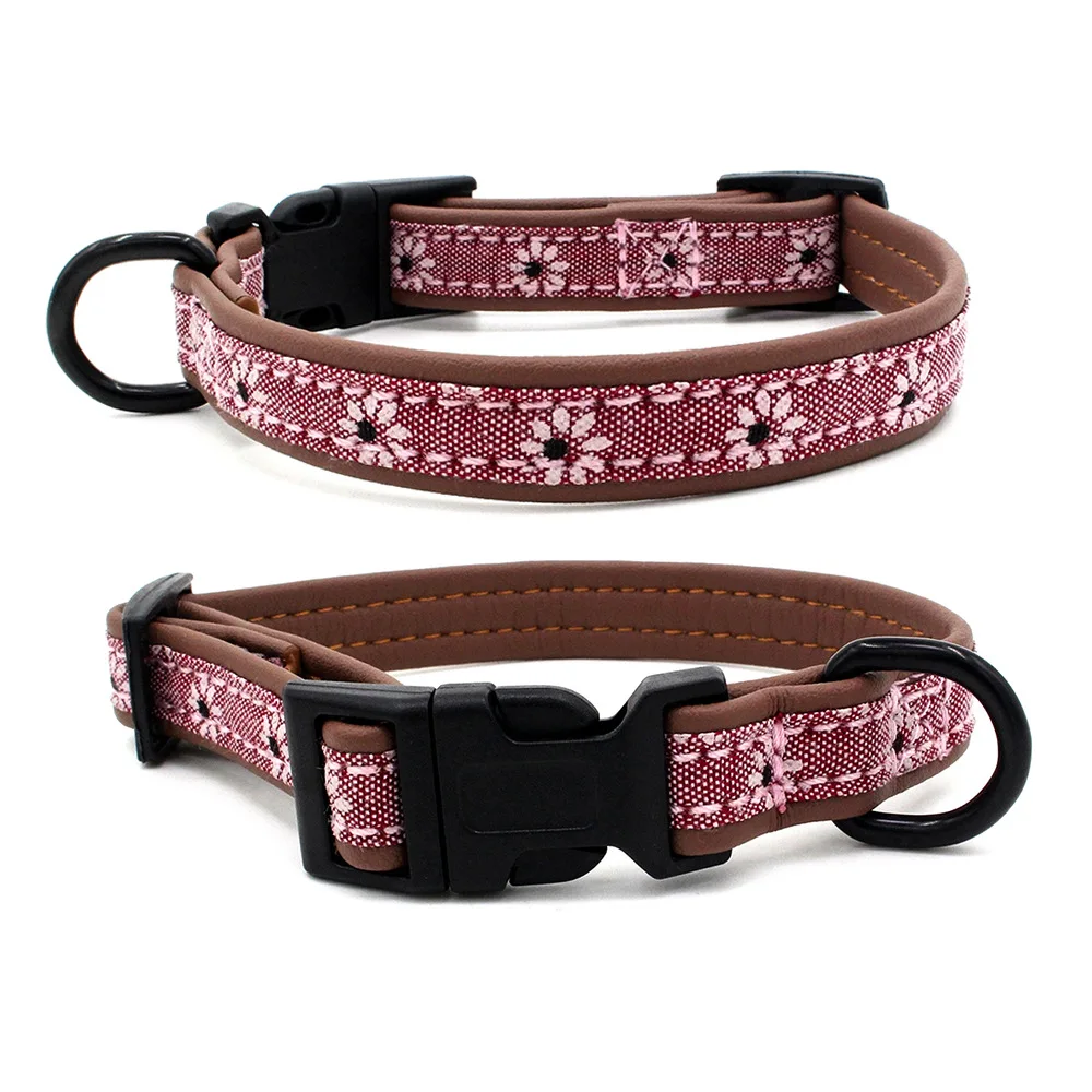New dog collar microfiber cloth comfortable pet collar print pattern dog accessories