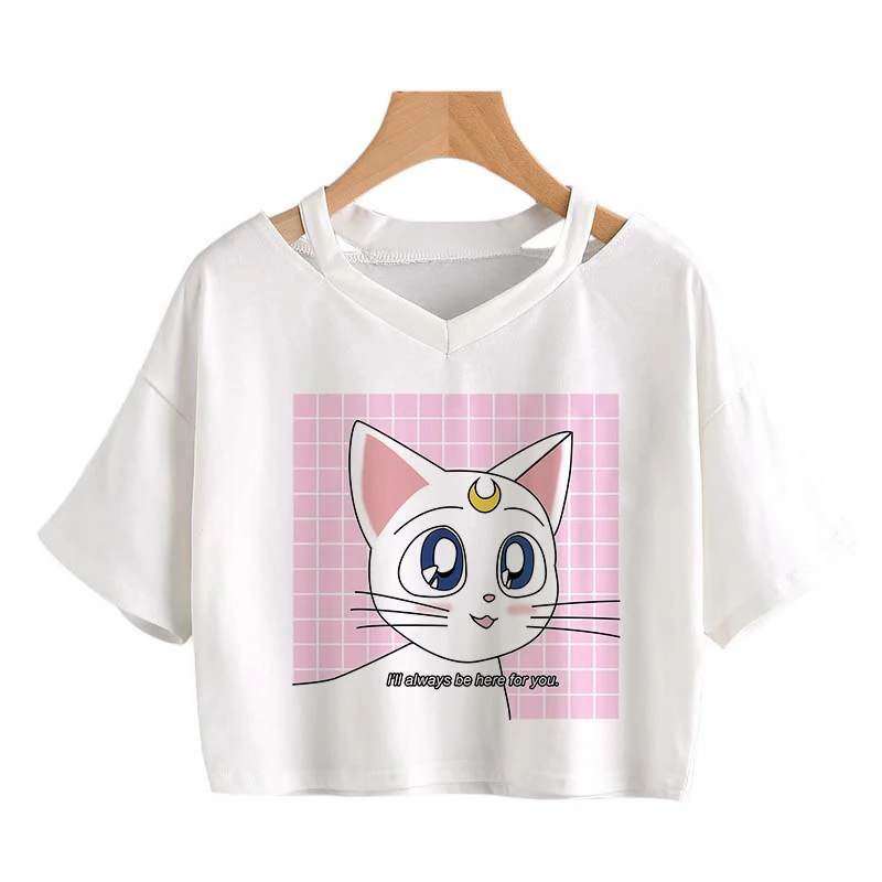 Sailor Moon Футболка с принтом Харадзюку Эстетическая одежда женская футболка