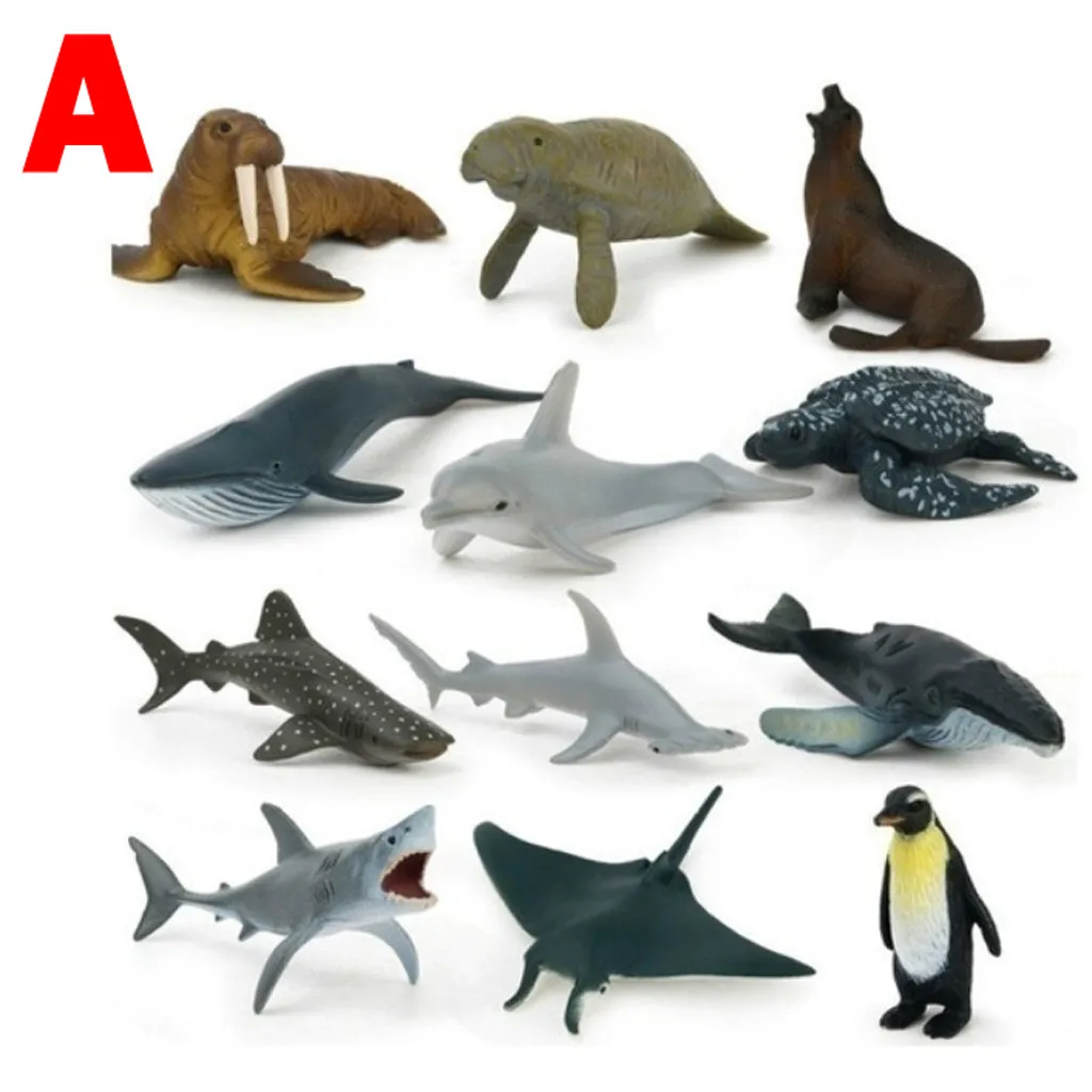 12 шт./компл. оригинальные океан Животные Акула Дельфин диких животных Лев панда динозавр тираннозавр, муляжи динозавров модель игрушки для детей, подарок