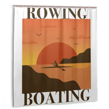 

CHARM HOME Love Rowing Boats Kayaking Canoeing Plastic Shower Curtain 66x72 In Customized Bathroom Waterproof Polyester
