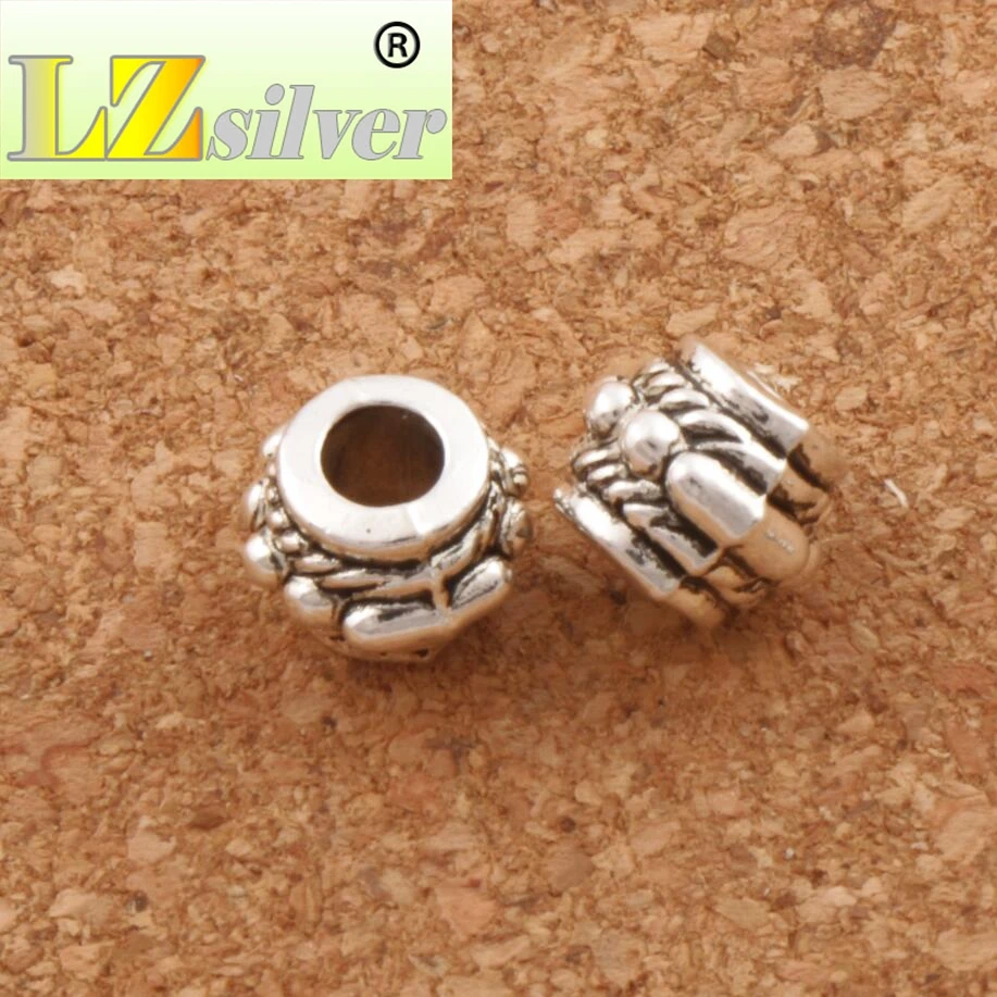Bali Round Wheel Metal Rope Dots Curved Bail Style Beads 8x8.2mm 220pcs Zinc Alloy Spacers L620