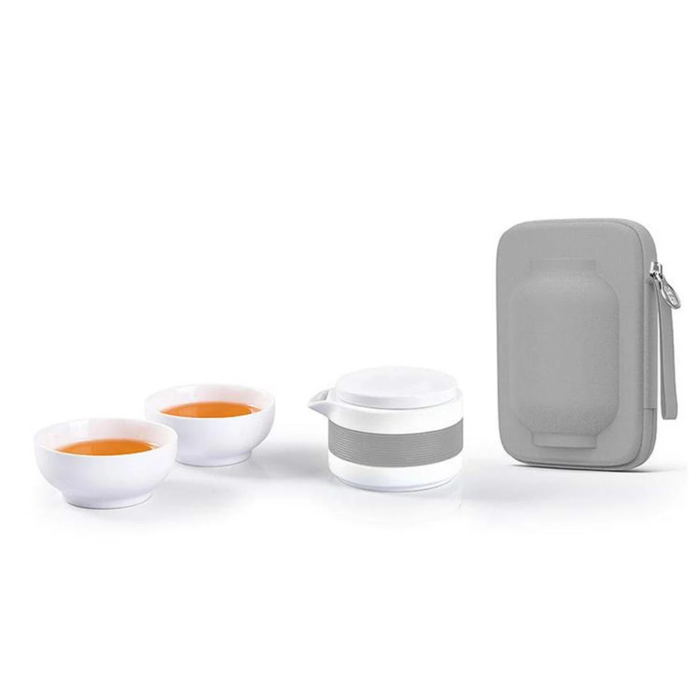 

3Pcs/Set Ceramic Tea Cup Set Portable Kung Fu Tea Pot with Bag for Office Home Travel Best Price