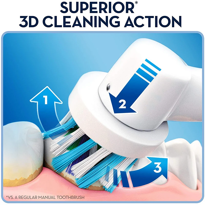 Oral-B Pro600 Plus 충전식 전동 칫솔 회전 3D 교체 가능 크로스액션 전동 칫솔 헤드 Oral B 노즐