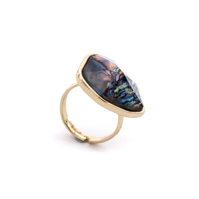

SRCOL Irregular Geometry Imitation Blue Abalone Shell Rings Bohemian Style New Acrylic Resin Stone Rings For Women Party Wedding