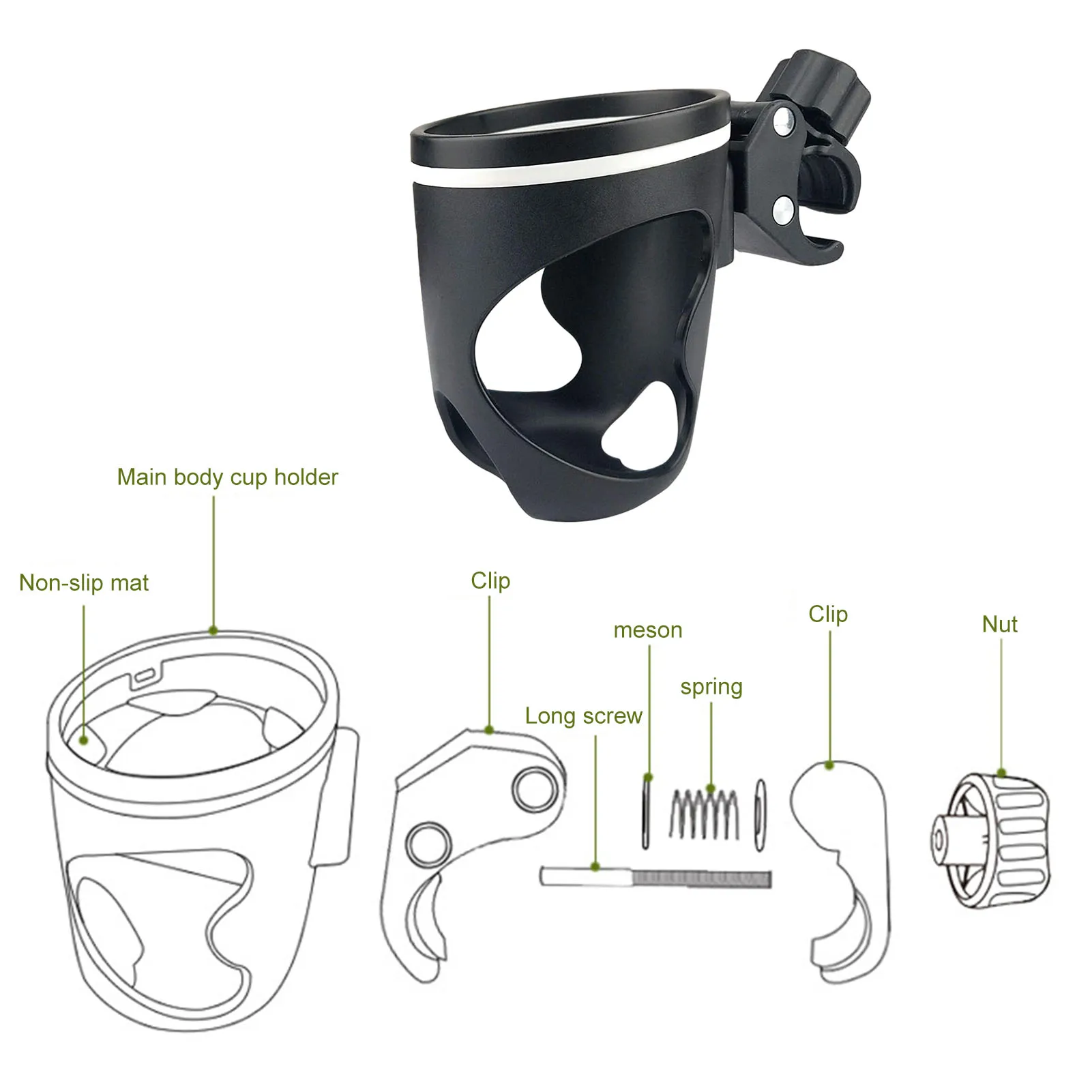 1 Pc Baby Stroller Cup Holder ABS Universal 360 Rotation Clip On Phone Holder Bottle Keeping Carrying Organizer Bicycle Outdoor Baby Strollers medium