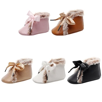 

Toddler Baby Girl Soft PU leather Princess Shoes Soft Soled Infant Toddler Kids Crib Suede Leather First Walker Shoes 0-24M
