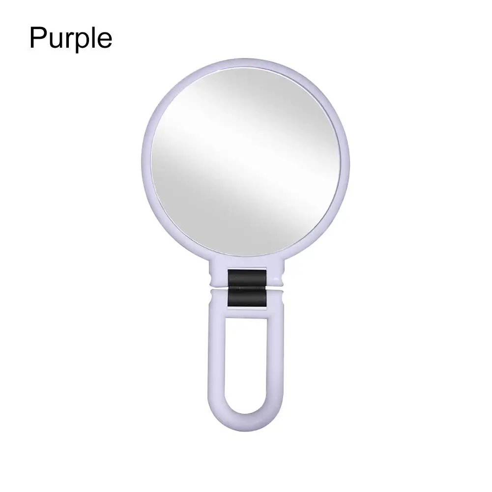 Двухстороннее складное косметическое зеркало увеличительное зеркало для макияжа с не оборудованным портативным зеркалом для макияжа ярких цветов 10X 15X - Цвет: Purple 10