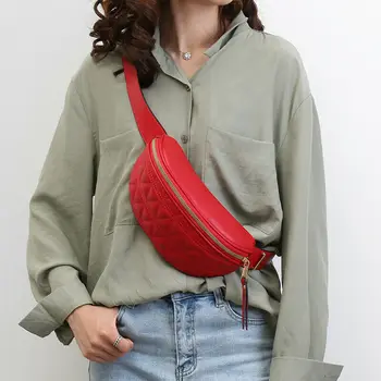 

NEW Rhomboid Bags Fanny Pack Women PU Waist Bag Money Belt Fashion Girl Wallet Purse Bum Bag on a belt