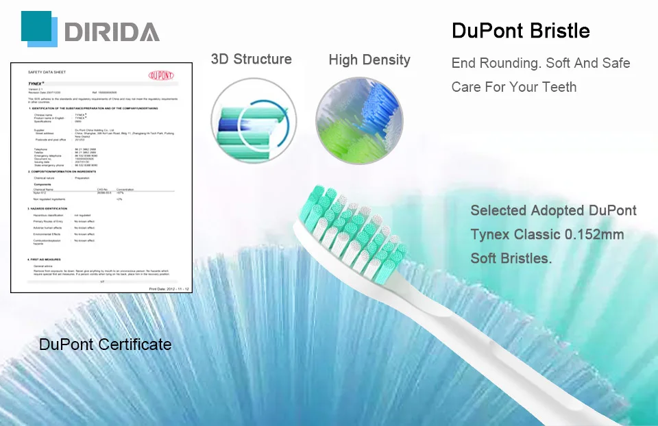 DIRIDA S2001, звуковая электрическая зубная щетка, умный таймер, уход за полостью рта, 30 дней, выносливость, водонепроницаемая, 5 режимов очистки