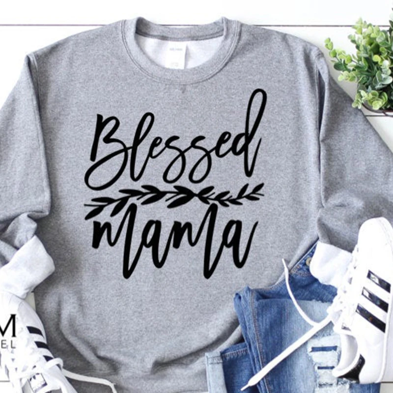Blessed Mama, Женская толстовка, пуловер с круглым вырезом, женская одежда, Harajuku, с буквенным принтом, повседневные толстовки, уличная одежда, Прямая поставка