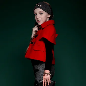 

Girls Coat Warm Wool Bowknot Trench Coat Girls Wool Coats Outerwear Double Breasted Winter Princess Solid Wool 4-10Y 4C0574