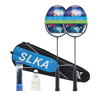 Black String 1 pair SLKA 1 пара форма кривой полная карбоновая ракетка для бадминтона ракетки с яростным разбиванием обидная Мужская ракетка для бадминтона набор Макс 32LBS со струной - Цвет: Black String 1 pair