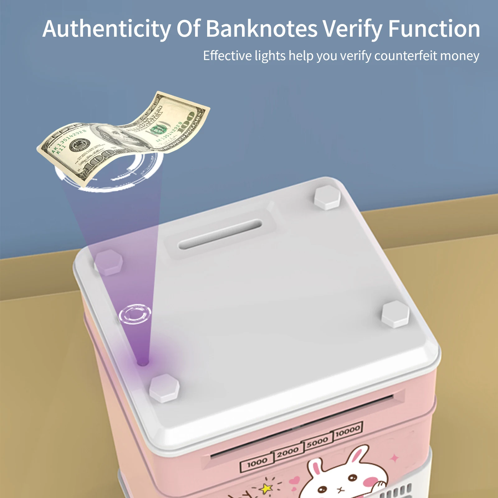 미니 ATM 세이빙 박스, 번호 시뮬레이션 지문 머니 뱅크, 현금 동전 자동 스크롤 페이퍼, 어린이 선물