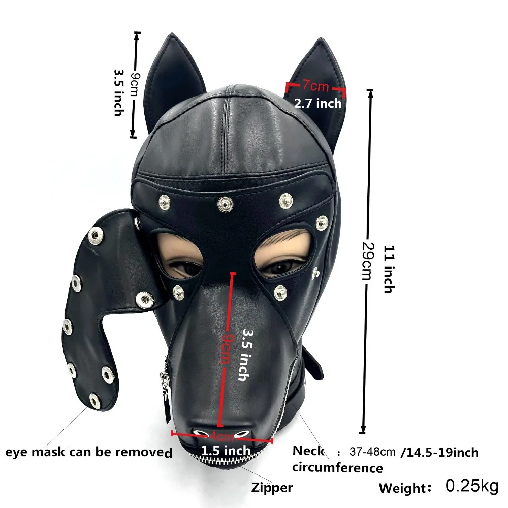 БДСМ бондаж Сексуальная собака maskщенок игрушечные капюшоны раб кожа мопса маска