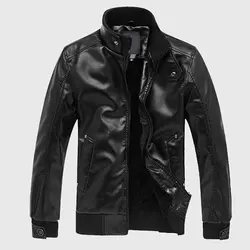 Мужские кожаные куртки, мужские пальто со стоячим воротником, Мужская мотоциклетная кожаная куртка, Повседневная тонкая брендовая одежда
