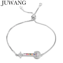 Браслет с Луной и звездами, теннисным цирконием и радугой, женский браслет с радугой, CZ браслет, регулируемые Серебряные вечерние ювелирные изделия, pulseras mujer moda