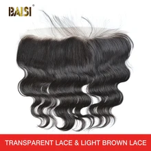 BAISI волосы перуанские волнистые девственные волосы швейцарские Кружева Фронтальная застежка 13x4 предварительно сорванные натуральные волосы