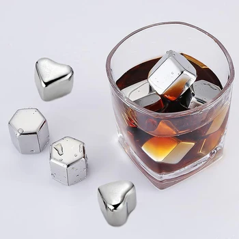 

Stainless Whisky Rocks Ice Cubes Ball Heart Diamond 304 metal Reusable Ice Cubes Chilling Stones Rocks for Wine Beer Beverage