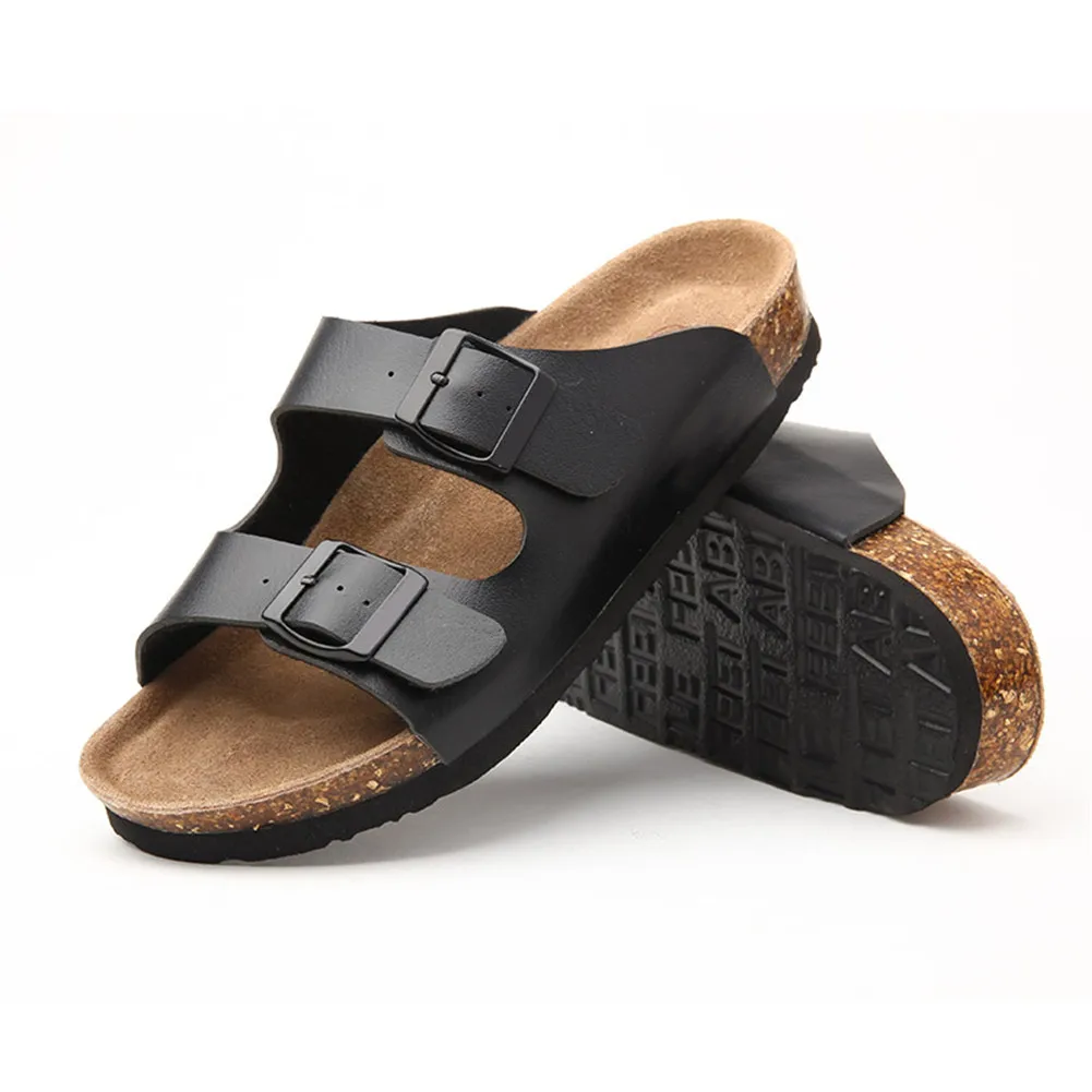 Hot Selling 2 Strap Adjustable Buckle Flat Casual Sandals Slide Cork  Footbed Sandals for Men Women|Beach \u0026 Outdoor Sandals| - AliExpress