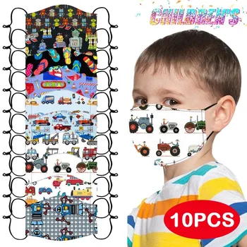 

10pcs Kids Boy Mask For Face Various Pattern Fashion Cartoon Print Mouth Cover Cute Lovely Masks For Girl Adjustable Mascarilla