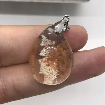 

Genuine Natural Red Phantom Quartz Pendant For Women Water Drop Crystal 24x18x12mm Beads Stone Ghost Garden Necklace Pendant Jew