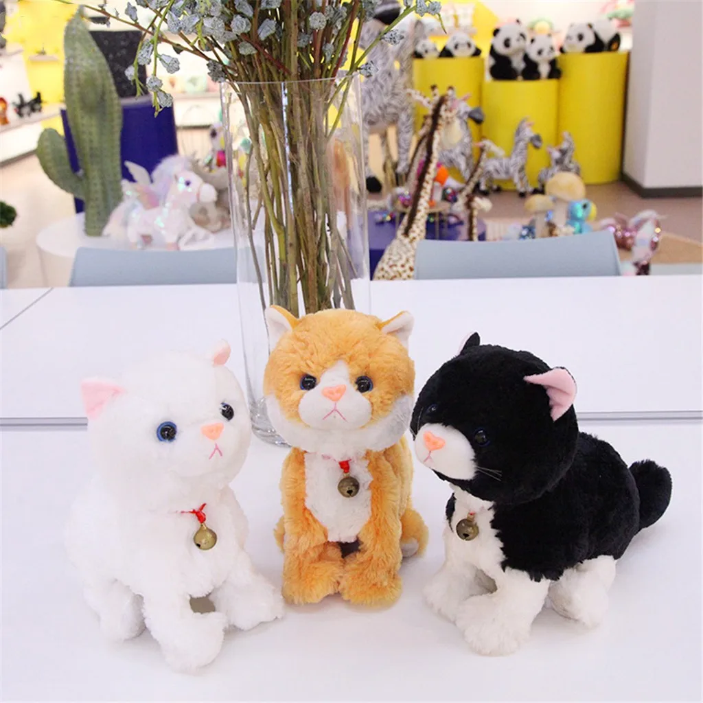 Animal Toys For Children Soft Cotton Toys Anime Plush Electronic Cat Stand Walk Sound Control Interactive Robot Kids Gifts W926