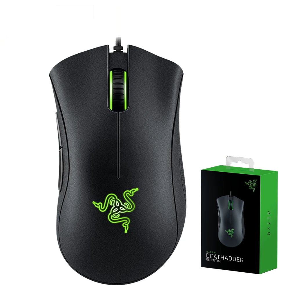 Billig Original Razer DeathAdder Ätherisches Wired Gaming Maus Mäuse 6400DPI Optische Sensor 5 Unabhängig Tasten Für Laptop PC Gamer