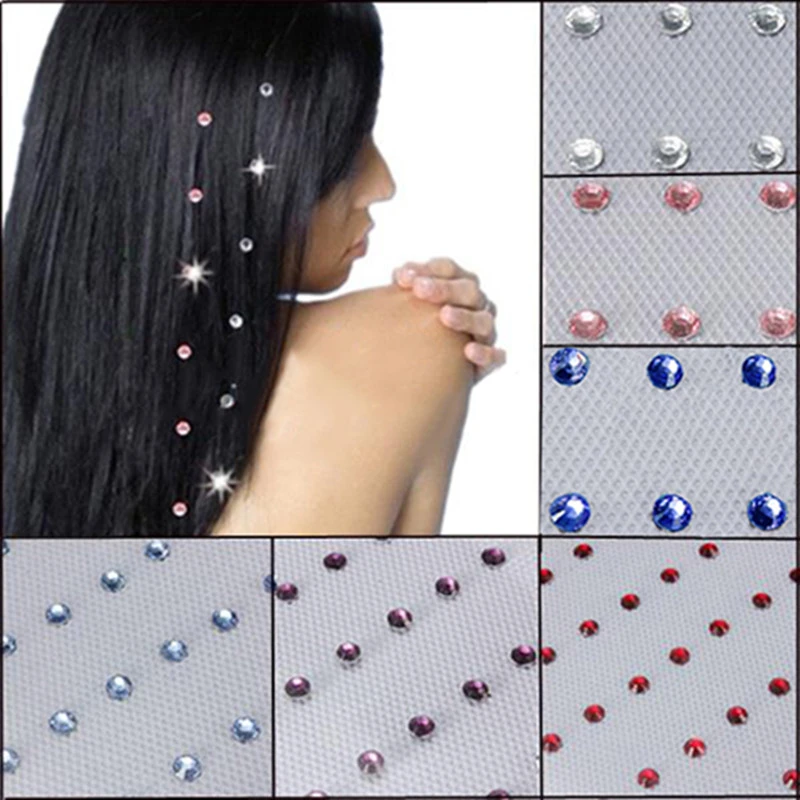 korean hair clips 48 Pcs Girls Hair Decor Rhinestone Jewels Fashion Hair Extension Straightener Adorn Hair Accessories Crystal Glass Headwear knot hair band