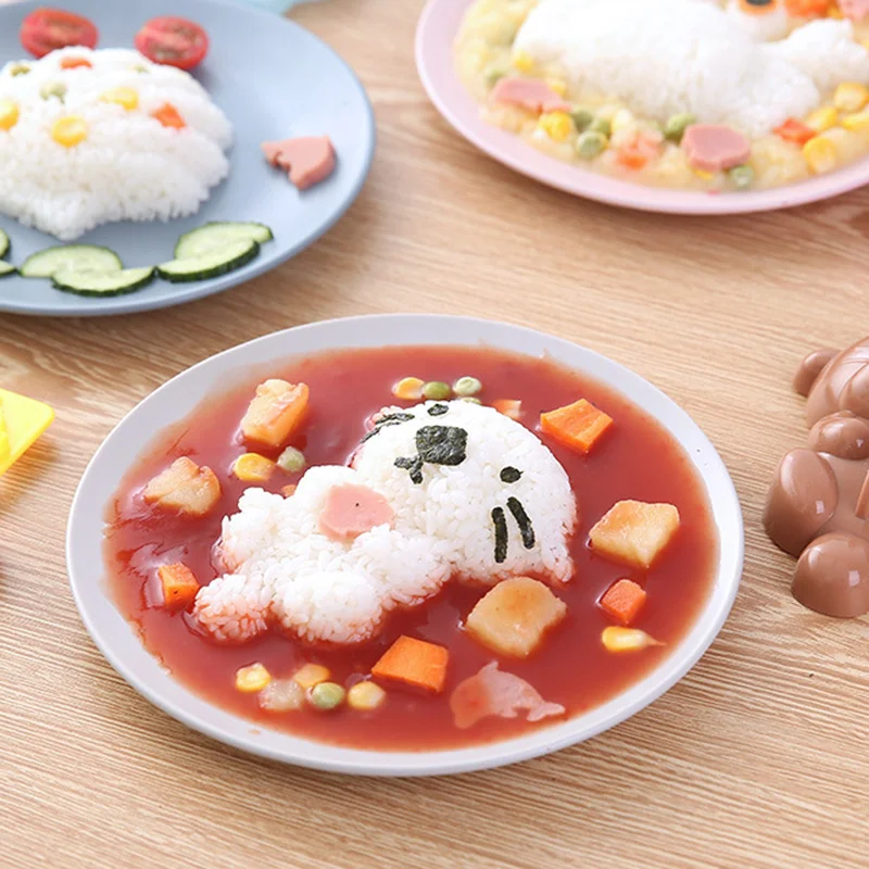 

DIY Rice Paddle Decor Tools Home Kitchen Stuff Manual Plate Dish Sushi Bento Mold Cartoon Rice Ball Stencil Kids Lunch Mould