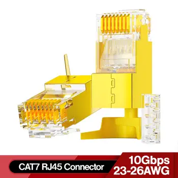 

AMPCOM 2-Piece CAT6A & CAT7 Shielded RJ45 Modular Plug Connector 50μ 8P8C - RJ45 Connector Network Cable Connector