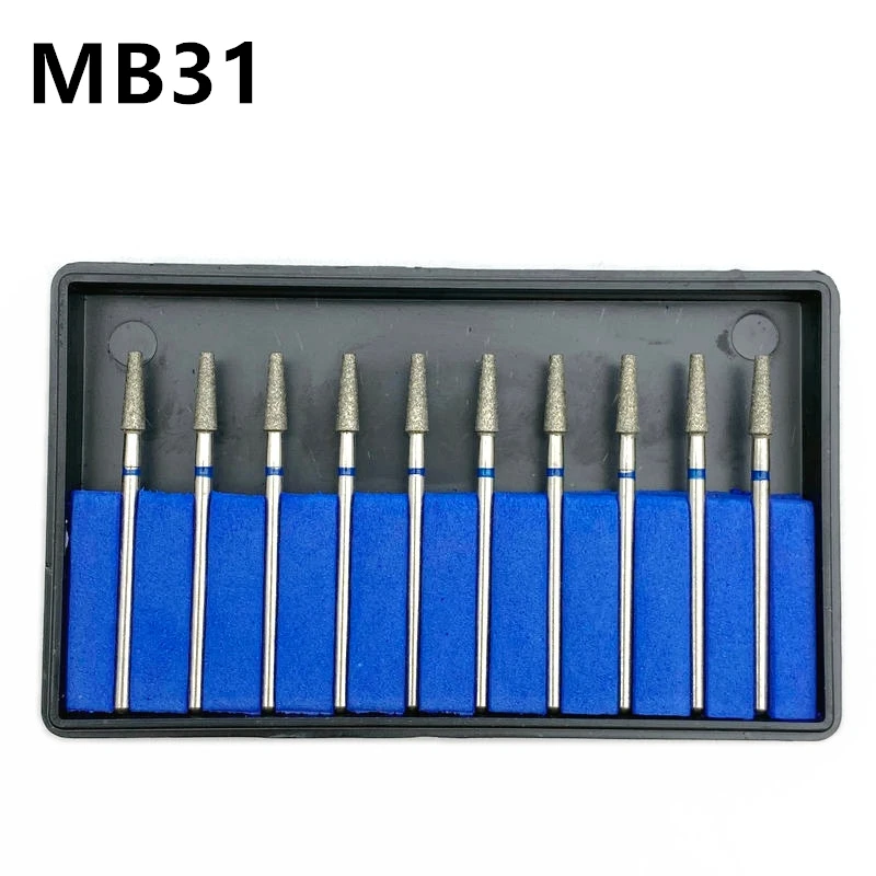 

10pcs/box Dental Lab Electroplated Diamond Point Polisher Dental Low Speed Handpiece HP BursNail Drill Bits MB31