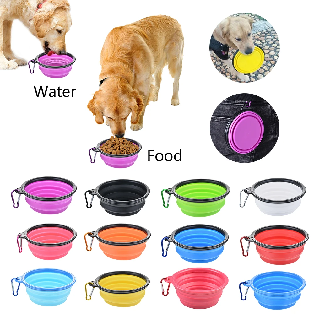 New Silicone Dog Bowl Silicone Folding Travel Bowl For Dog Pet Cat Food