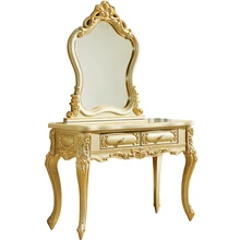 Антикварная мебель для спальни роскошный золотой Зеркальный туалетный столик