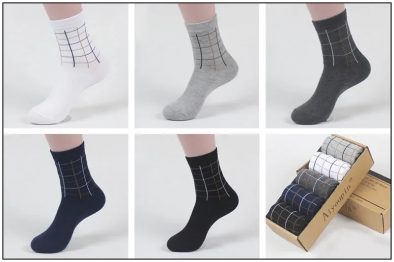 5 пар/лот = 10 штук, длинные хлопковые мужские носки, деловые повседневные модные маленькие квадратные мужские носки в деловом стиле