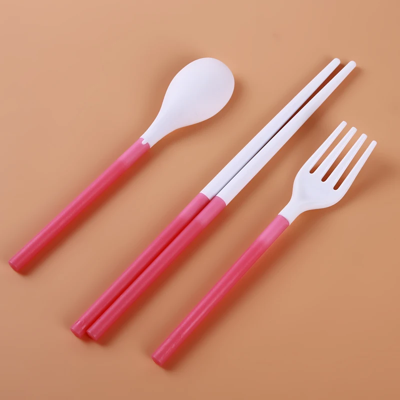 3PCS Creative Outdoor High Quality PP Cutlery Set Portable Folding Spoon Fork Chopsticks Set Hiking Camping Travelling Supplies