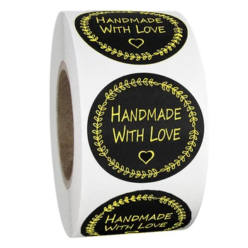 

500pcs round Gold Olive Branch Handmade with Love Stickers seal labels scrapbooking for evenlopes cute sticker stationery supply