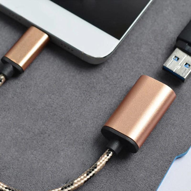 Высококачественный плетеный кабель type-C USB 3,1 папа-USB 2,0 мама адаптер OTG кабель type C OTG кабель адаптер 16,5 см золото