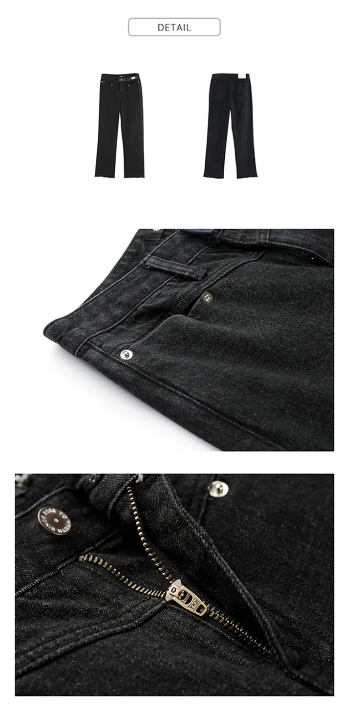 Toyouth уличная одежда черные джинсы для женщин зимние однотонные джинсовые штаны со средней талией