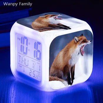 

Fox Alarm Clock 7 Color Glowing LED Digital Alarm Clock Kids desk clock wake up light Multifunction Luminous Electronic Watches