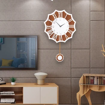 

2020 Creative Brown Wall Clock Modern Simple Design Swingable Clock Wall Silent for Living Room Decoration Free Shipment watch