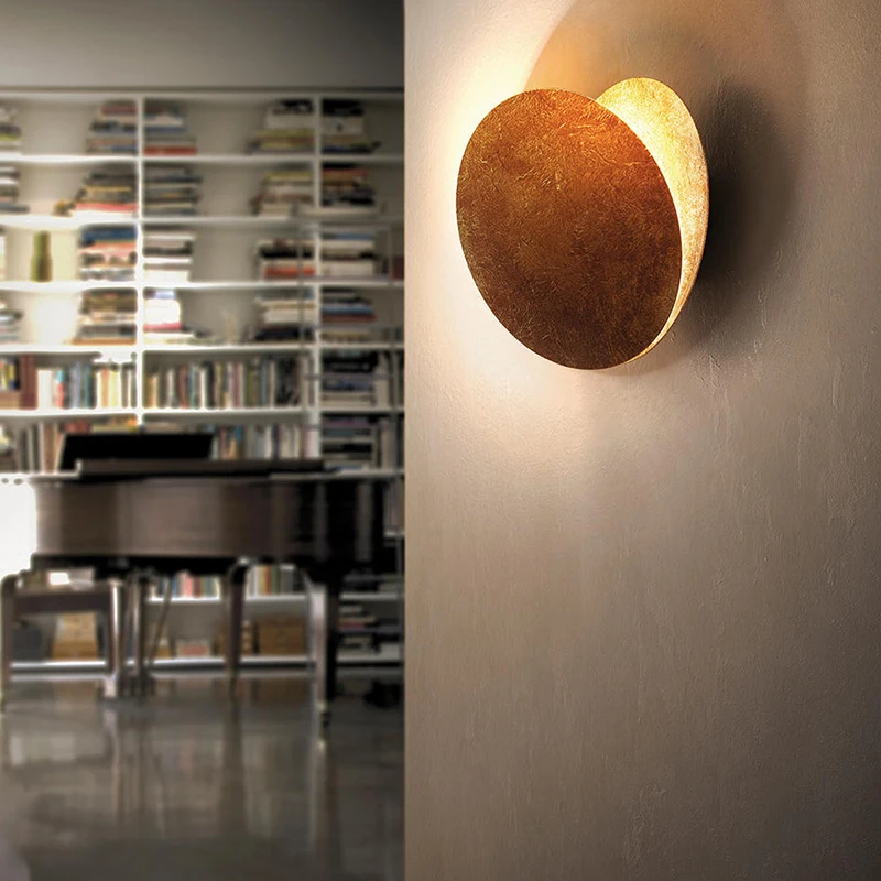 US $59.50 Nordic minimalist personality creative aisle corridor wall lamp bedside living room round gold silver copper LED wall light